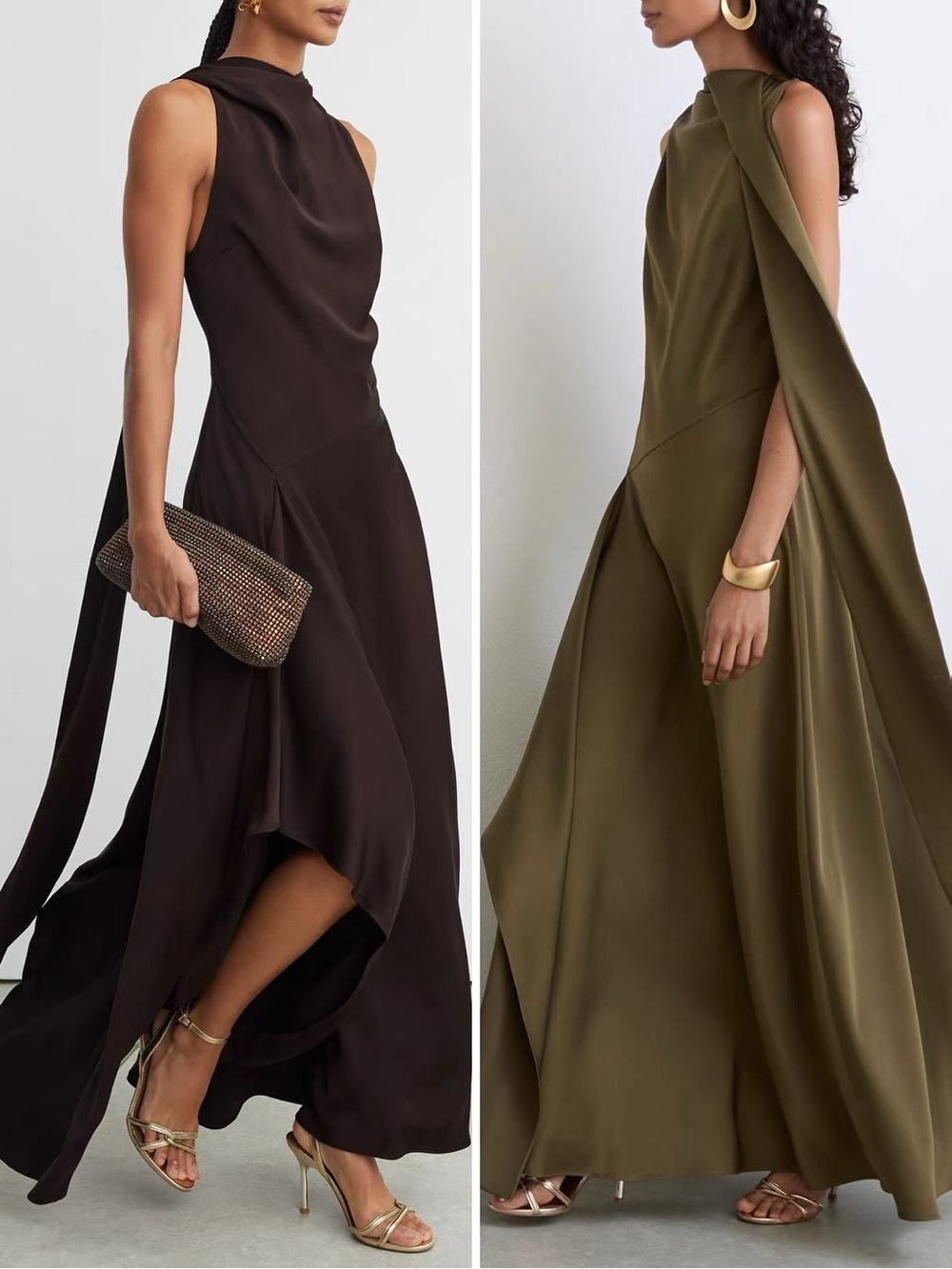 Reiss Sabine Satin Cape Maxi Dress in grap burgundy, US0 4 6 8